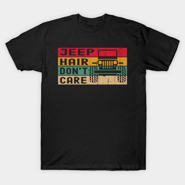 Jeep Hair Don't Care Vintage Jeep Retro Jeep Sunset Jeep Men/Women/Kid Jeep T-Shirt by David Darry